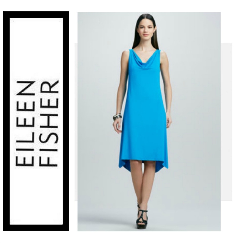 Eileen Fisher Dress Aqua Turquoise Blue Viscose Jersey SMALL NWT